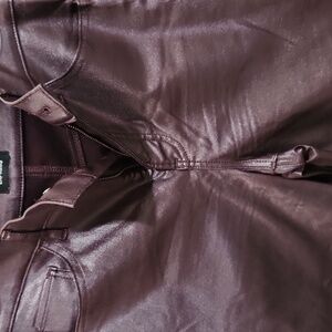 Faux leather dark maroon pants